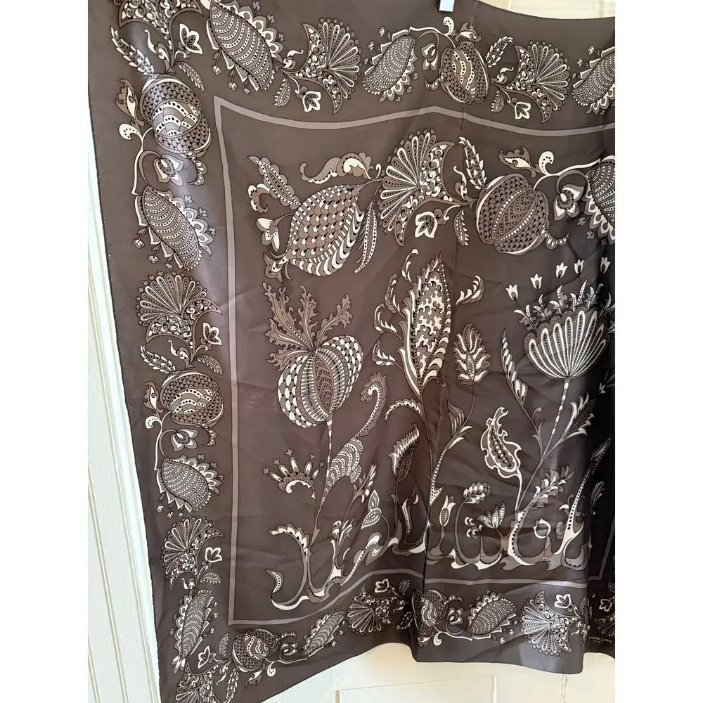 Adrienne Landau Studio Silk Scarf Steel Gray Print Square